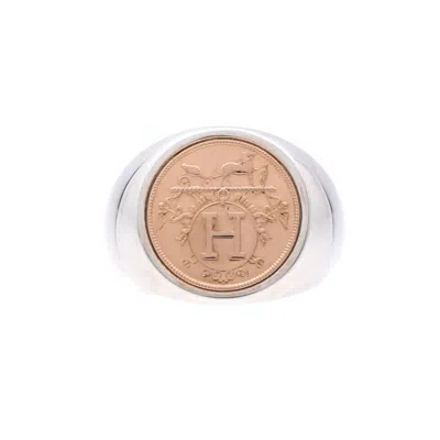 Pre-owned Hermes Silver Pink Gold Pink Gold (18k) Silver 925 Band Ring ()