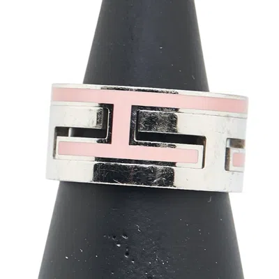 Pre-owned Hermes Silver Pink Gold Silver 925 Band Ring ()