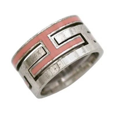 Pre-owned Hermes Silver Pink Silver 925 Band Ring ()