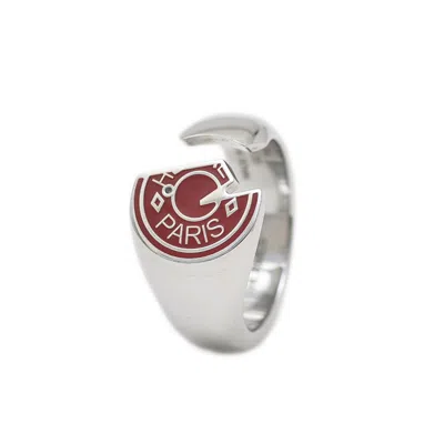 Pre-owned Hermes Silver Red Color Metal Band Ring ()