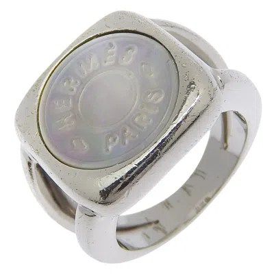 Pre-owned Hermes Silver Shell Silver 925 Band Ring ()