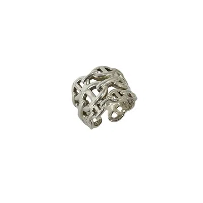 Pre-owned Hermes Silver Silver 925 Band Ring ()