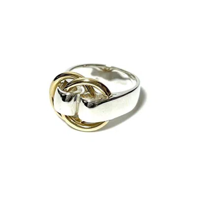 Pre-owned Hermes Silver Silver Yellow Gold Band Ring ()