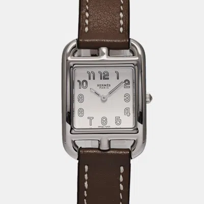 Pre-owned Hermes Silver Stainless Steel Cape Cod Quartz Women's Wristwatch 23 Mm