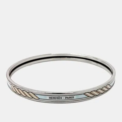 Pre-owned Hermes Hermès Silver Tone Bangle In Multicolor