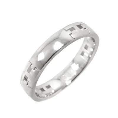 Pre-owned Hermes Silver White Gold (18k) Band Ring ()