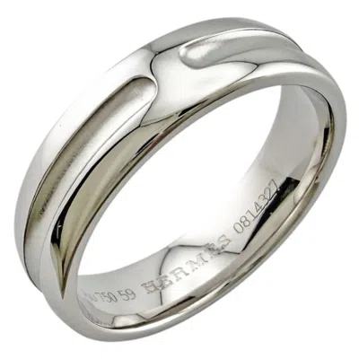 Pre-owned Hermes Silver White Gold (18k) Band Ring ()