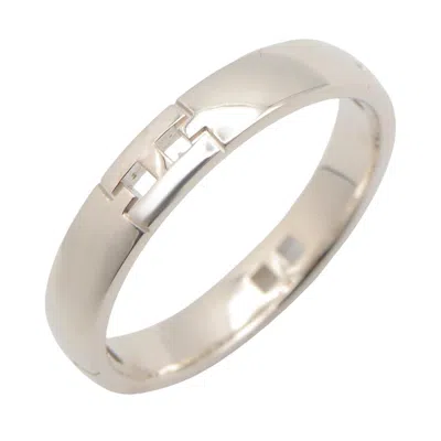 Pre-owned Hermes Silver White Gold (18k) Band Ring ()
