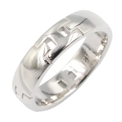 Pre-owned Hermes Silver White Gold (18k) Band Ring ()