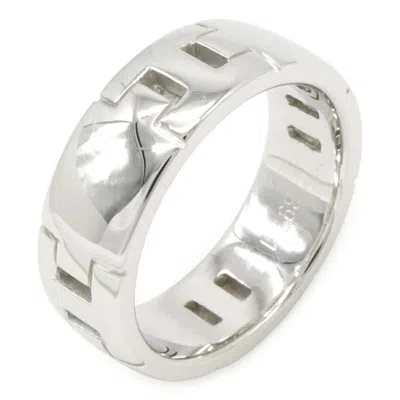 Pre-owned Hermes Silver White Gold (18k) Band Ring ()