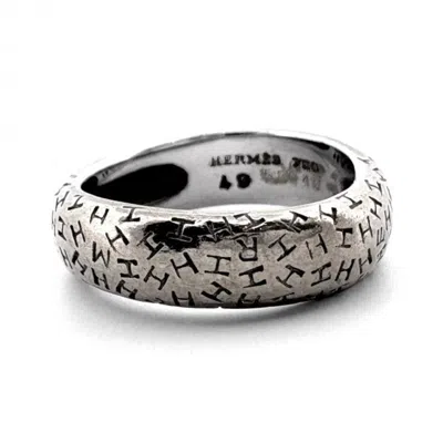 Pre-owned Hermes Silver White Gold (18k) Band Ring ()