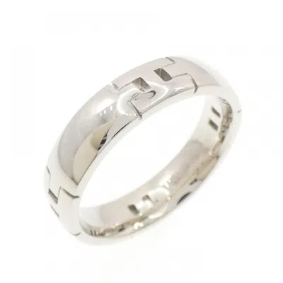 Pre-owned Hermes Silver White Gold (18k) Band Ring ()