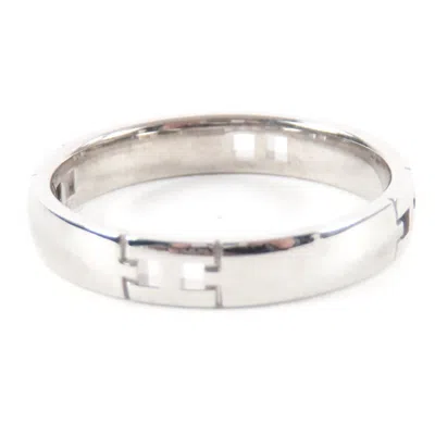 Pre-owned Hermes Silver White Gold (18k) Band Ring ()