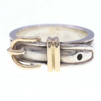 Pre-owned Hermes Silver Yellow Gold Yellow Gold (18k) Sterling Silver 925 Band Ring () In Multi