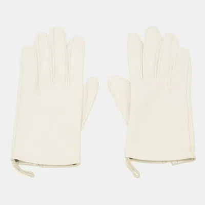 Pre-owned Hermes Size 7 Gloves White Leather