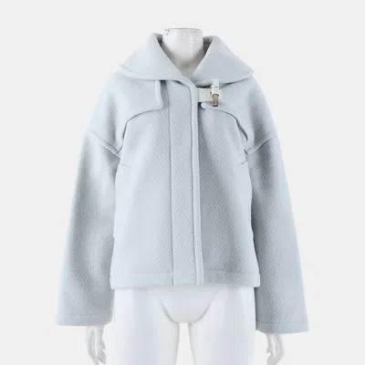 Pre-owned Hermes Sky Blue Wool Half Coat Size M