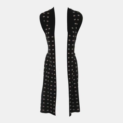 Pre-owned Hermes Sleeveless Belted Silk Long Cardigan Fr 34 In Black