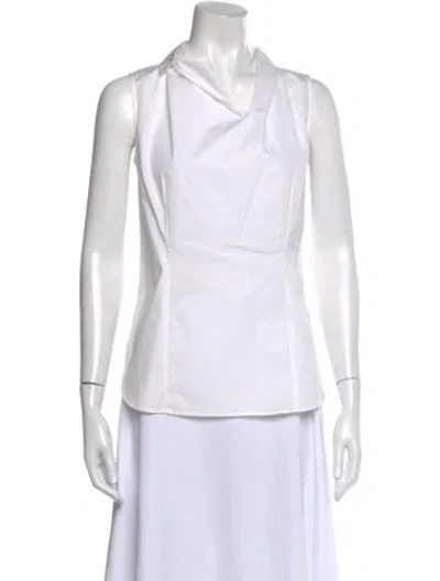 Pre-owned Hermes Sleeveless Blouse In White
