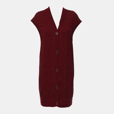 Pre-owned Hermes Sleeveless Button Up Dress With Chaine D' Ancre Buttons In Red