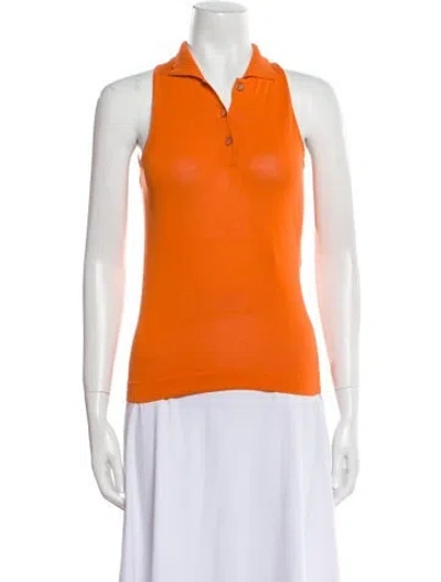 Pre-owned Hermes Sleeveless Polo In Orange