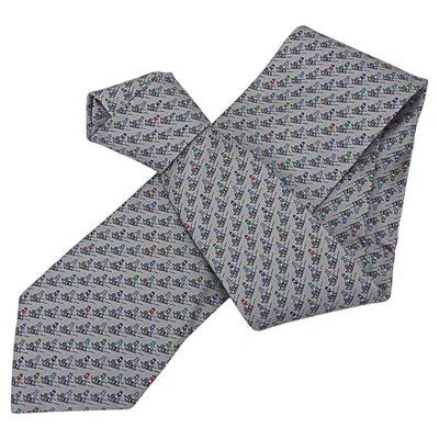 Pre-owned Hermes Sliding Jockey Twillbi Tie Gris Anthracite Blue