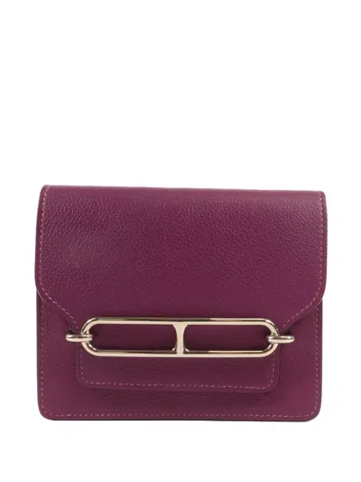 Pre-owned Hermes Slim Roulis Leather Wallet In Purple