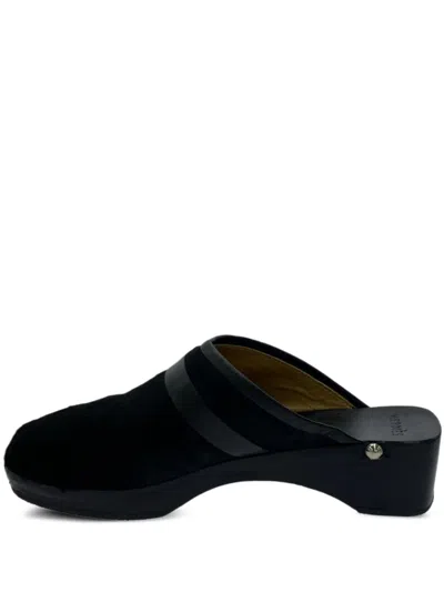 Pre-owned Hermes Slip-on Leather Clogs In Black