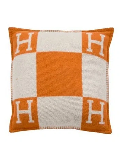 Pre-owned Hermes Small Avalon Throw Pillow In Orange