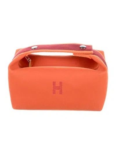 Pre-owned Hermes Small Bride-a-brac Pouch In Orange