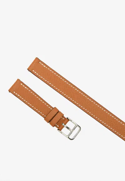 Hermes Small Cape Cod Single Tour Strap In Gold Chestnut Epsom In Pink