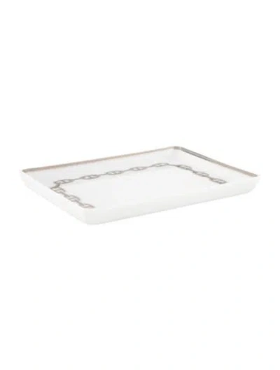 Pre-owned Hermes Small Chaîne D'ancre Platinum Tray In Silver