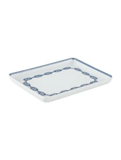 Pre-owned Hermes Small Chaîne D'ancre Tray In Blue