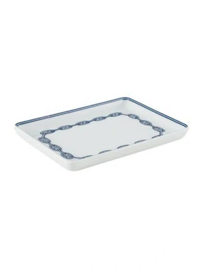 Pre-owned Hermes Small Chaîne D'ancre Tray In Blue
