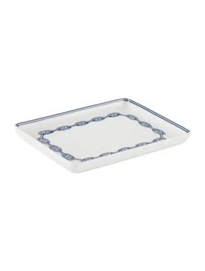 Pre-owned Hermes Small Chaîne D'ancre Tray In Blue
