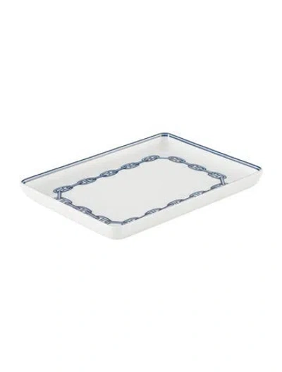 Pre-owned Hermes Small Chaîne D'ancre Tray In Blue