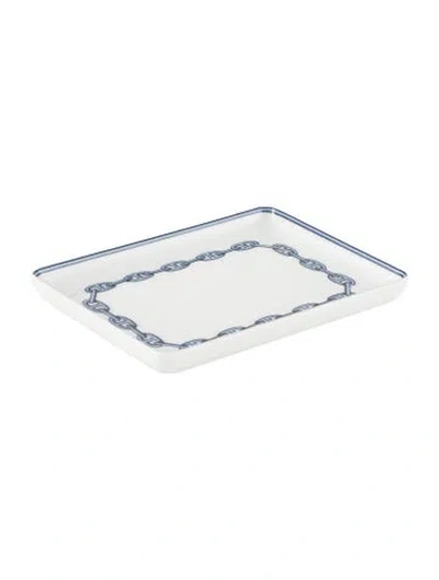 Pre-owned Hermes Small Chaîne D'ancre Tray In Blue