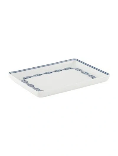 Pre-owned Hermes Small Chaîne D'ancre Tray In Blue