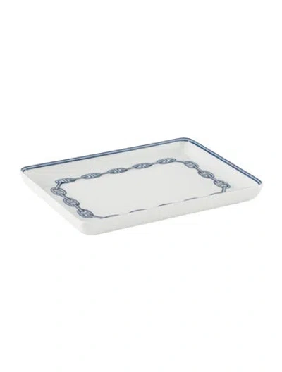 Pre-owned Hermes Small Chaîne D'ancre Tray In Blue