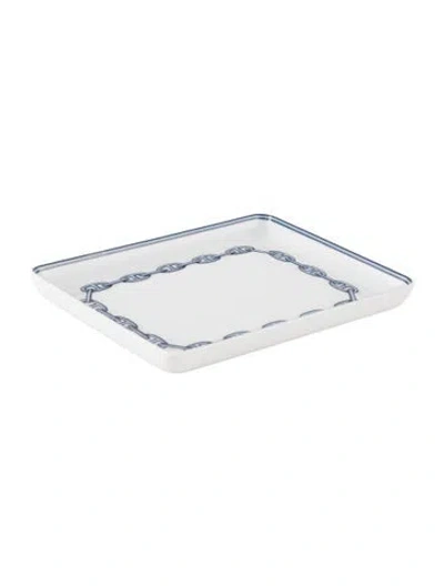 Pre-owned Hermes Small Chaîne D'ancre Tray In Blue