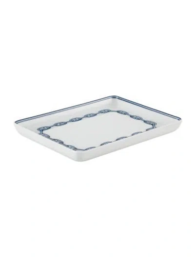 Pre-owned Hermes Small Chaîne D'ancre Tray In Blue