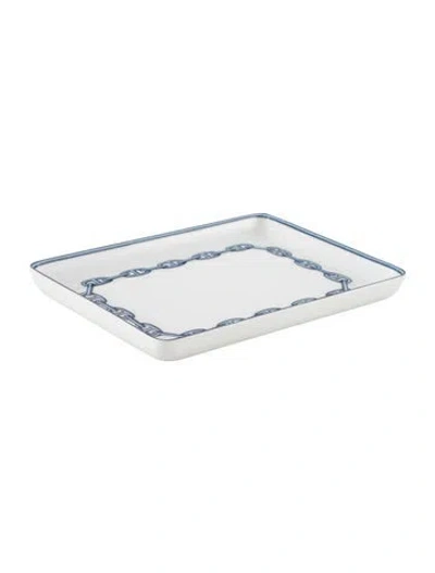 Pre-owned Hermes Small Chaîne D'ancre Tray In Blue