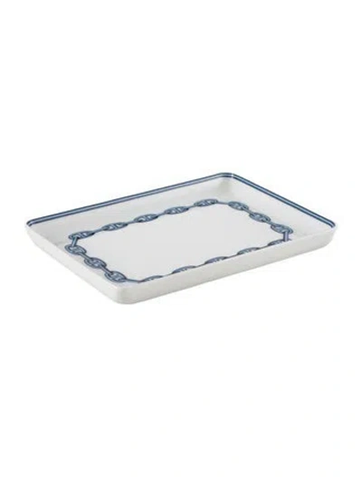 Pre-owned Hermes Small Chaîne D'ancre Tray In Blue