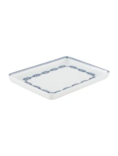 Pre-owned Hermes Small Chaîne D'ancre Tray In Blue