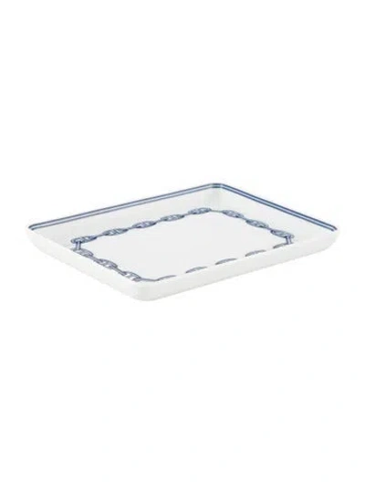 Pre-owned Hermes Small Chaîne D'ancre Tray In Blue