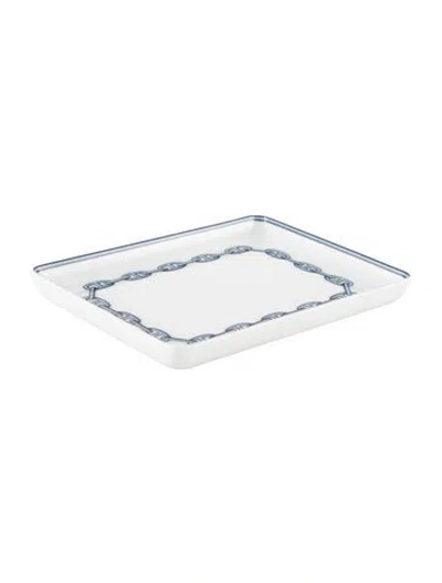 Pre-owned Hermes Small Chaîne D'ancre Tray In Blue