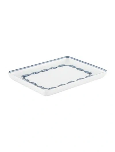 Pre-owned Hermes Small Chaîne D'ancre Tray In Blue