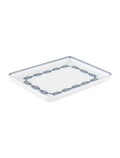 Pre-owned Hermes Small Chaîne D'ancre Tray In Blue