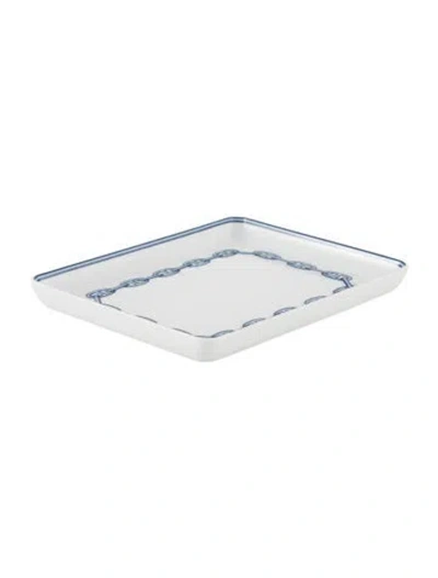 Pre-owned Hermes Small Chaîne D'ancre Tray In Blue