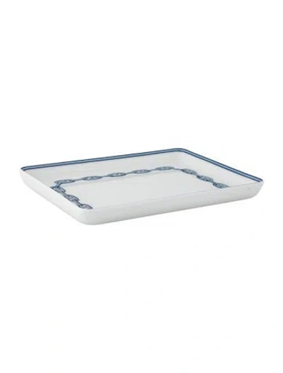 Pre-owned Hermes Small Chaîne D'ancre Tray In Blue/white