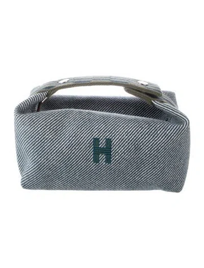 Pre-owned Hermes Small H Natte Bride-a-brac Pouch In Blue